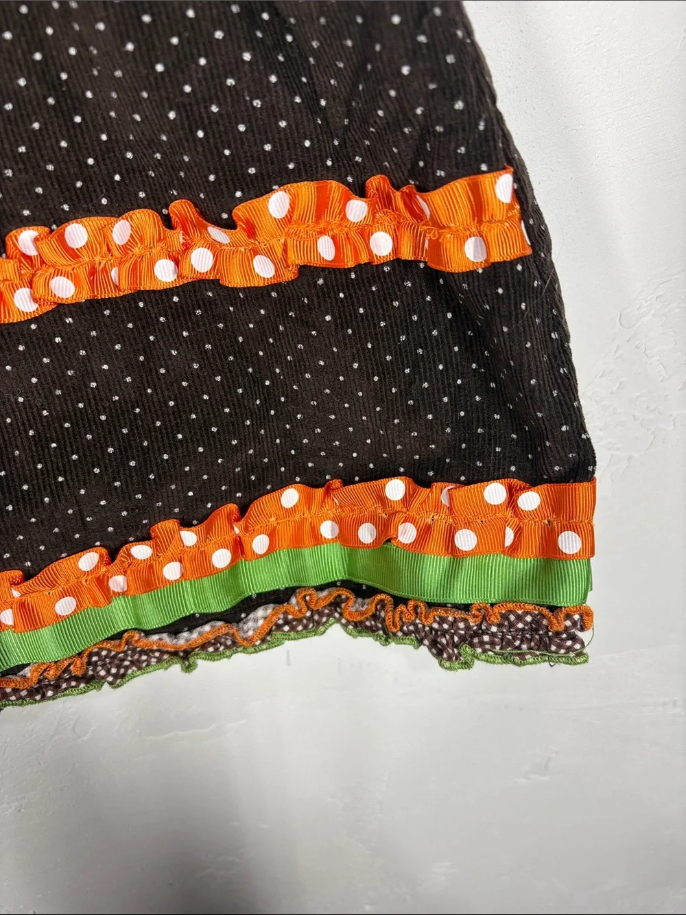 Bonnie Jean Brown Corduroy Polka Dot Turkey Appliqué Dress size 5
